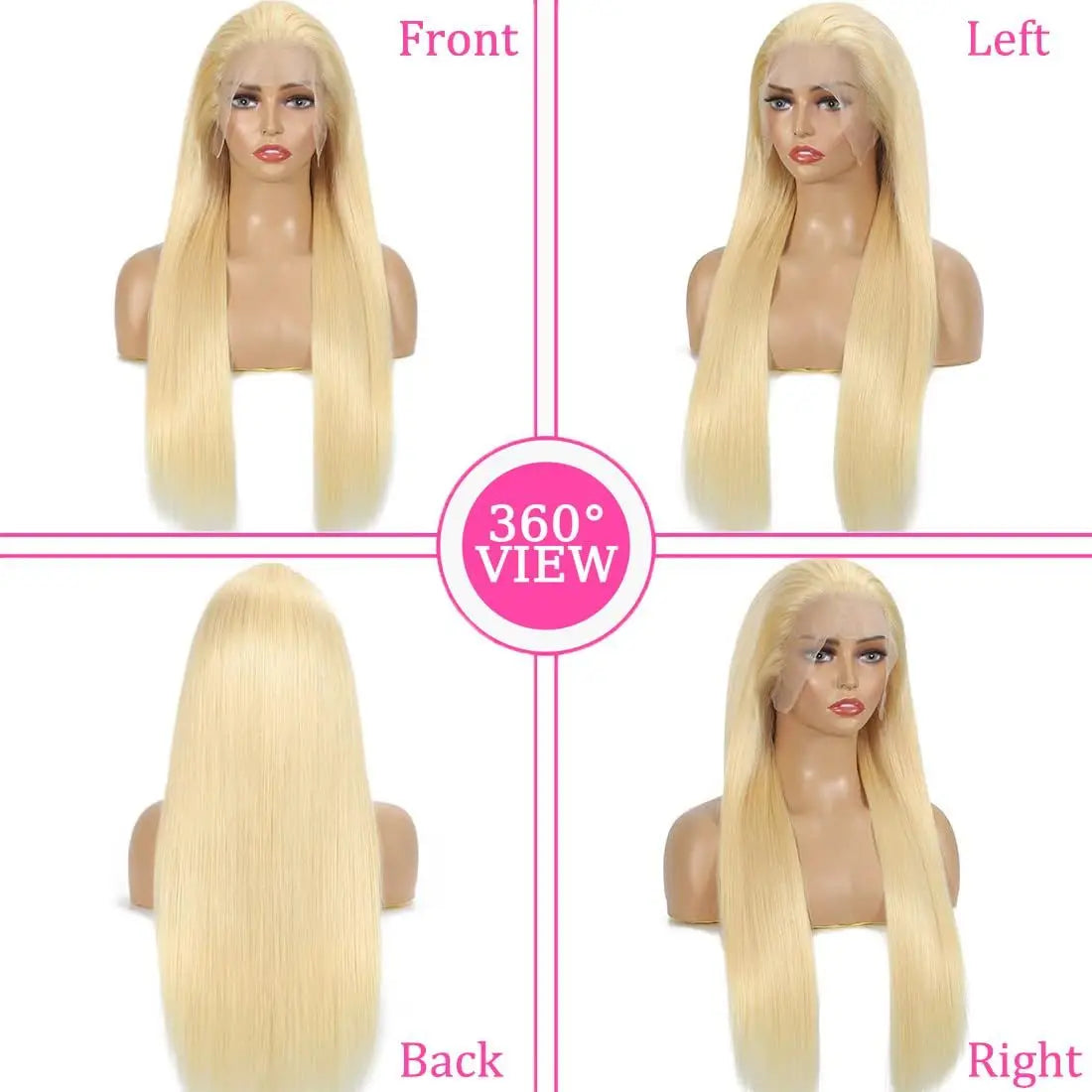 613 Blonde Human Hair Wig — HD Transparent Lace Front, 13x4 / 13x6 / 360, 180-250% Density