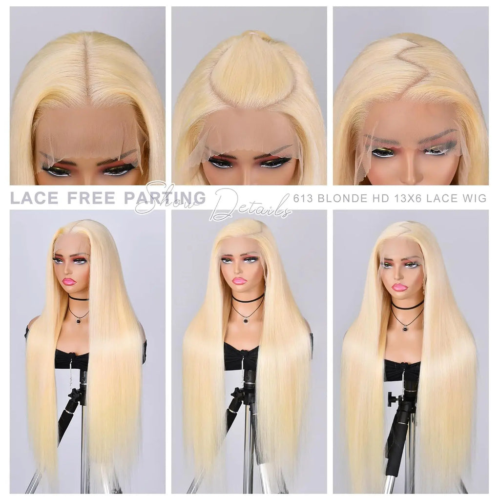 613 Blonde Human Hair Wig — HD Transparent Lace Front, 13x4 / 13x6 / 360, 180-250% Density