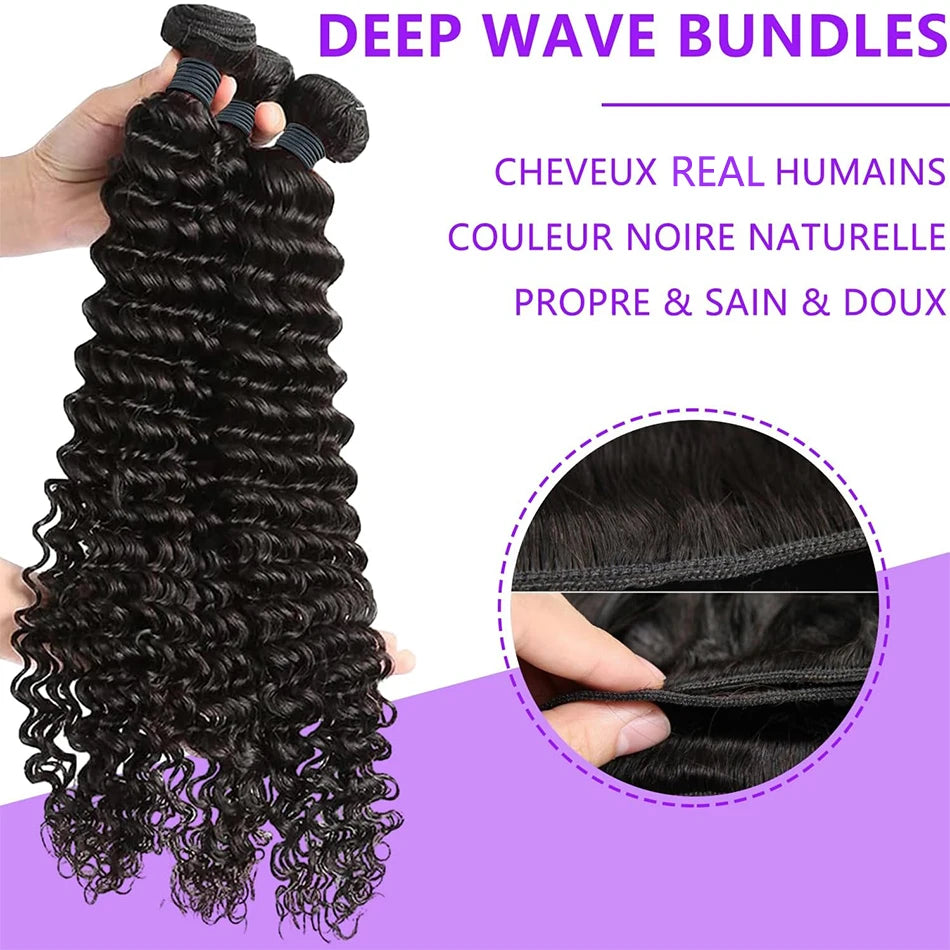 Burmese Raw Curly Human Hair Bundles — Deep Wave Remy Virgin Hair, 12–42 Inch