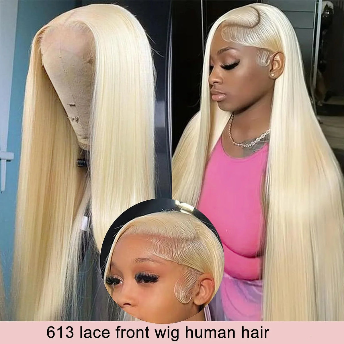 613 Blonde Human Hair Wig — HD Transparent Lace Front, 13x4 / 13x6 / 360, 180-250% Density