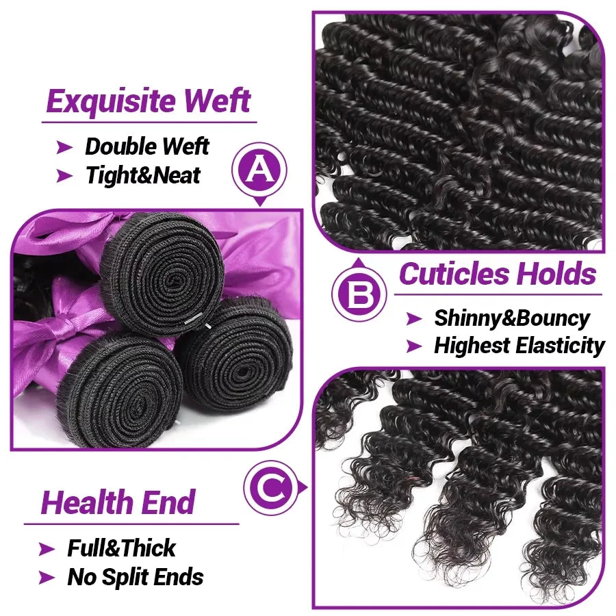 Burmese Raw Curly Human Hair Bundles — Deep Wave Remy Virgin Hair, 12–42 Inch