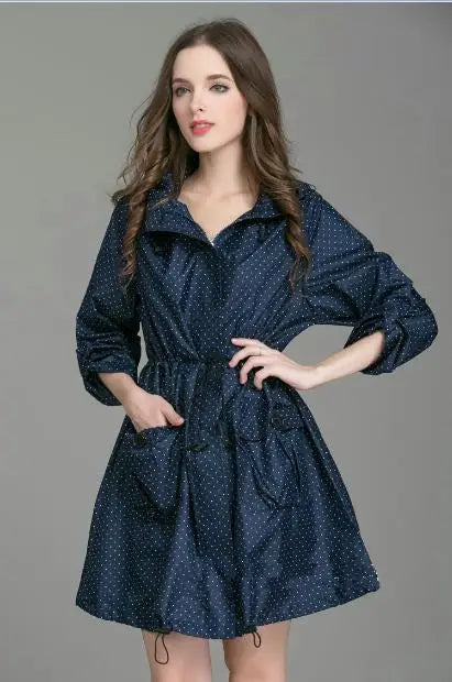 New Fashion Women Raincoat With Hat Foldable Cuffs Laydies Dress Style Light Rain Coat Waterproof Men Rainwear Windproof Jacket