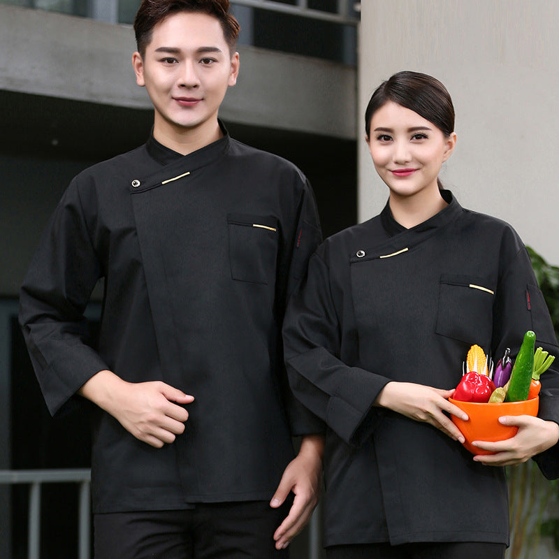 French Chef Overalls Long-Sleeved Men's Hotel Restaurant Kitchen Breathable Sweat-Absorbent Summer Chef Uniforms Short-Sleeved Women's Wholesale
