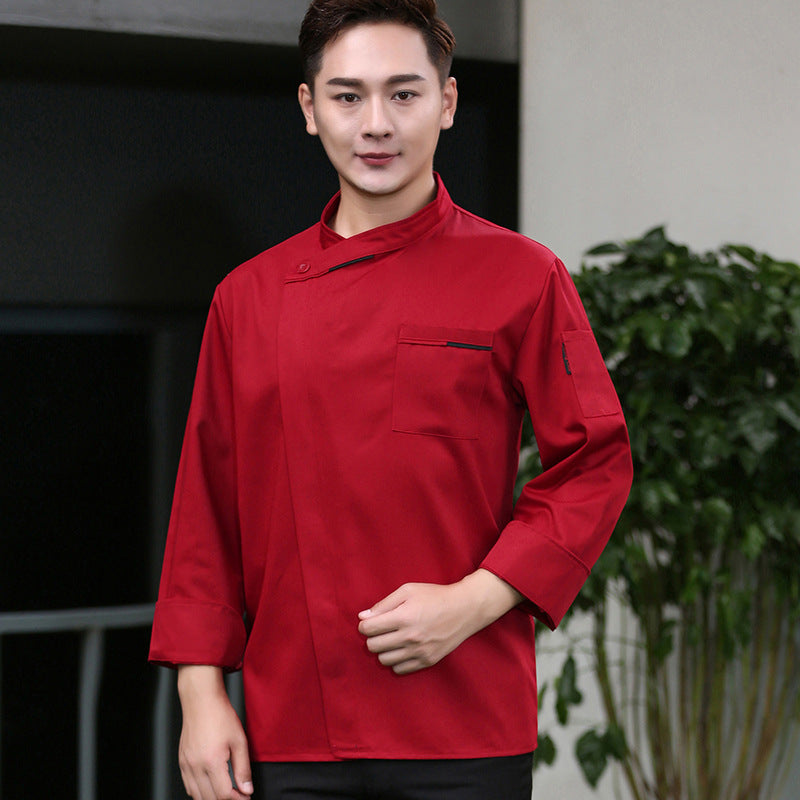French Chef Overalls Long-Sleeved Men's Hotel Restaurant Kitchen Breathable Sweat-Absorbent Summer Chef Uniforms Short-Sleeved Women's Wholesale