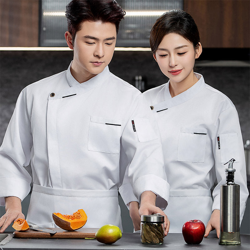 French Chef Overalls Long-Sleeved Men's Hotel Restaurant Kitchen Breathable Sweat-Absorbent Summer Chef Uniforms Short-Sleeved Women's Wholesale