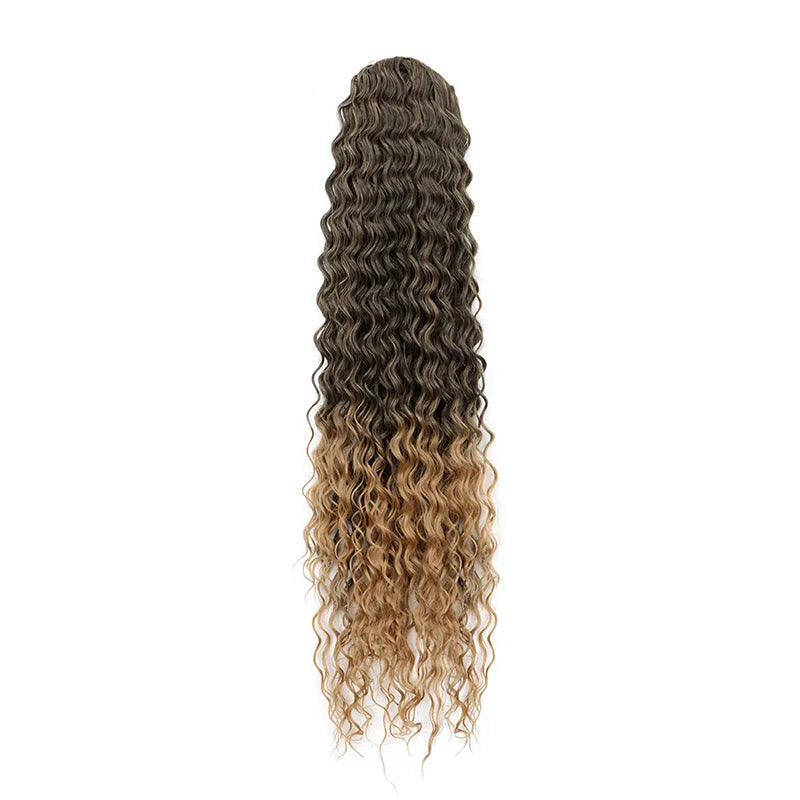 Synthetic Long Water Wave Curly Drawstring Ponytail Hair Extension Fashion Hairpiece for Women Daily Use Party