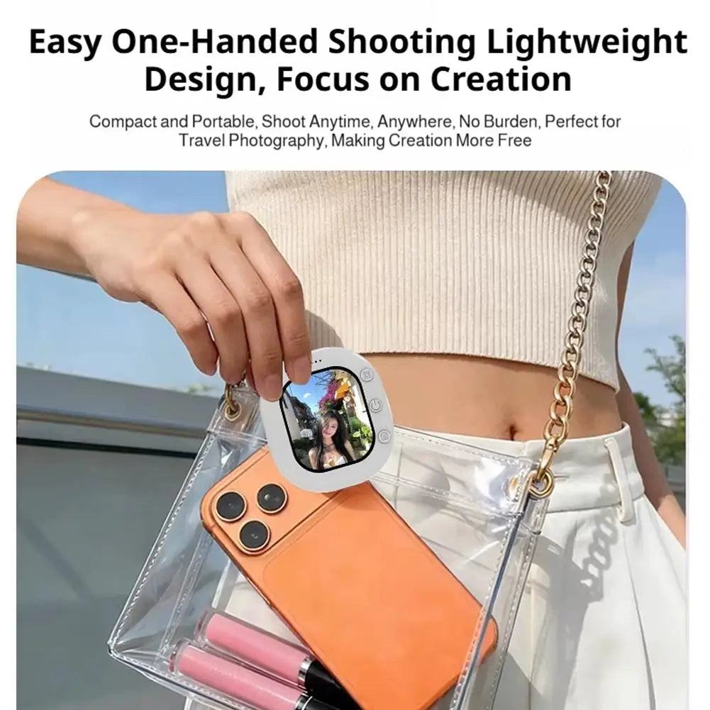 Selfie Monitor Screen Phone Holder — Magnetic Clip, Rear Camera Vlog & Video Tool