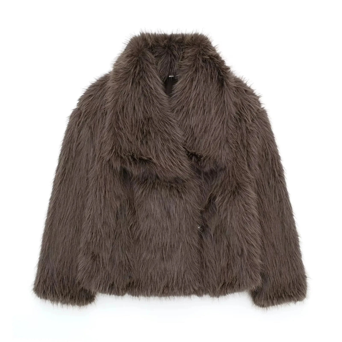 KONDALA Elegant Fur Coat Women Fall Winter Fashion Warm Faux Fur Brown Coat 2025 New Fashion Vintage Casual Female Jacket Coat