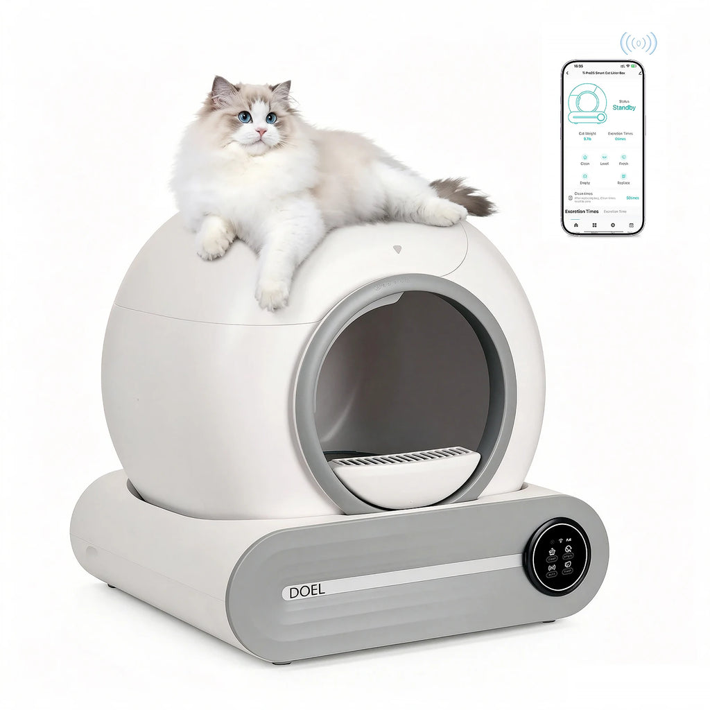 DOEL 2026 Upgrade Automatic Smart Litter Box, Self-Cleaning Cat Litter Box 65L Large Capacity, APP Control, 2.4G WiFi Only, Ion Odor Neutralization, Compatible with Clumping Litters, Ideal for Multi-Cat Homes