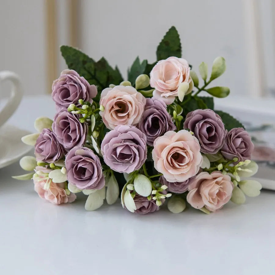 Artificial Flowers Silk Rose Wedding Bridal Bouquet Home Table Outdoor Garden Archway Ultraviolet Proof DIY Gift Room Decoration