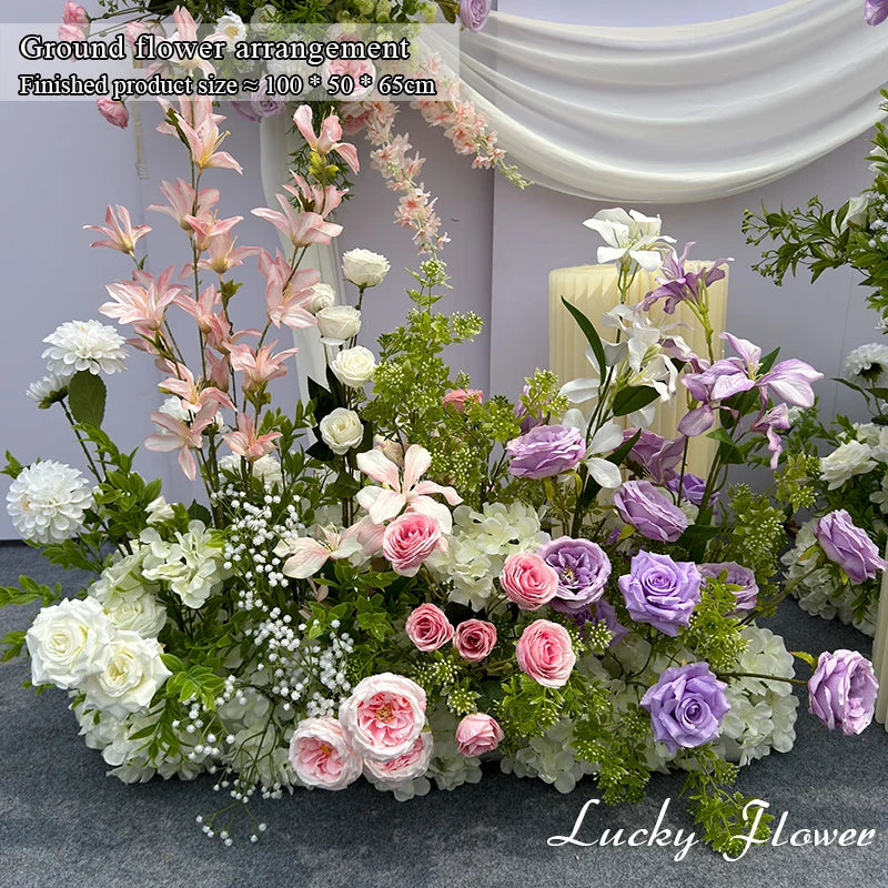 Outdoor Wedding Decoration Artificial Flowers Hanging Flower Row Road Leading Floor Flower Row Flower Ball Floral Backdrop Decor