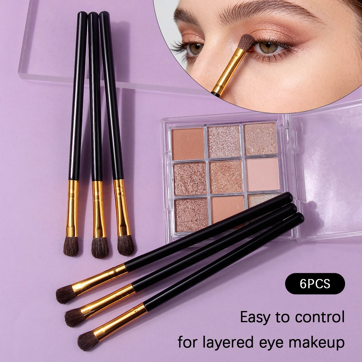 6PCS Professional Eye Makeup Brush Set - Soft Eyeshadow Brush, Blending Brush, Eyebrow Brush - Multi-functional Beauty Tools