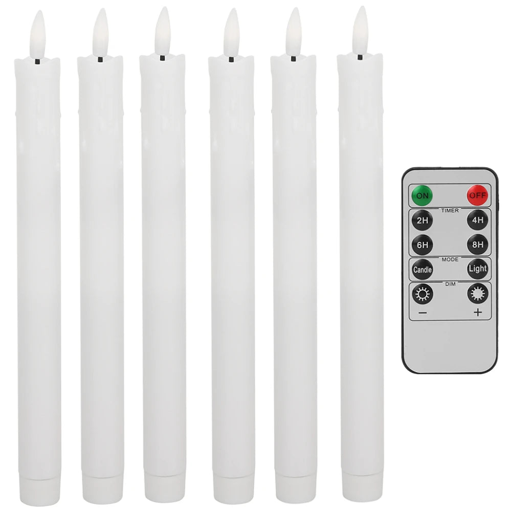 LED Flameless Taper Candles Flickering with 10-Key Remote 11" Battery Operated Ivory Candlesticks Christmas Home Wedding Decor