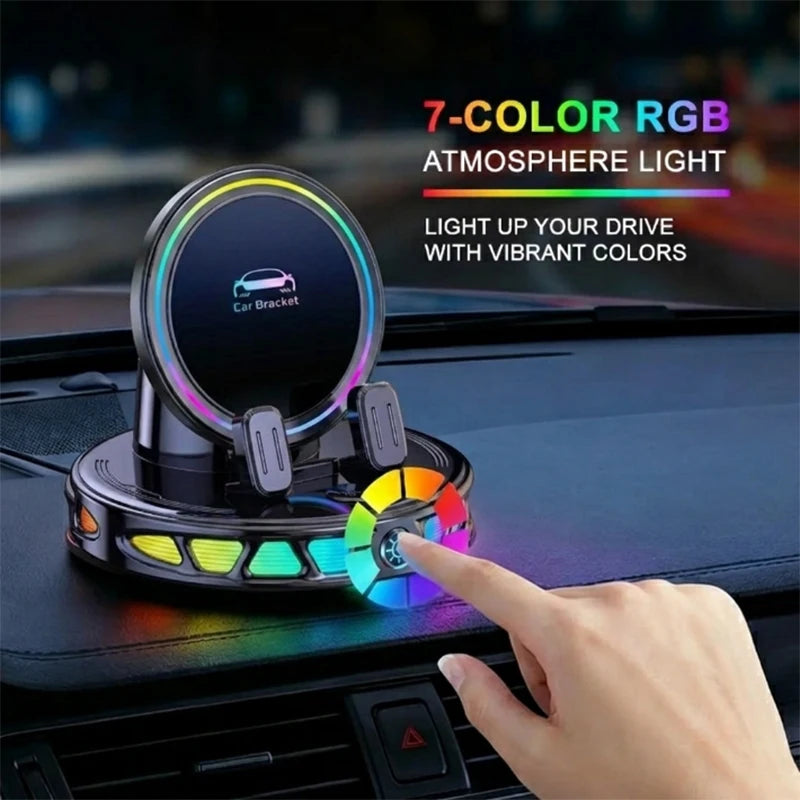 360° Rotating Wireless Car Phone Holder — 15W Fast Charging, Suction Cup Dashboard Mount