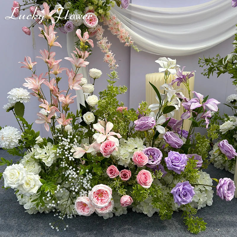 Outdoor Wedding Decoration Artificial Flowers Hanging Flower Row Road Leading Floor Flower Row Flower Ball Floral Backdrop Decor