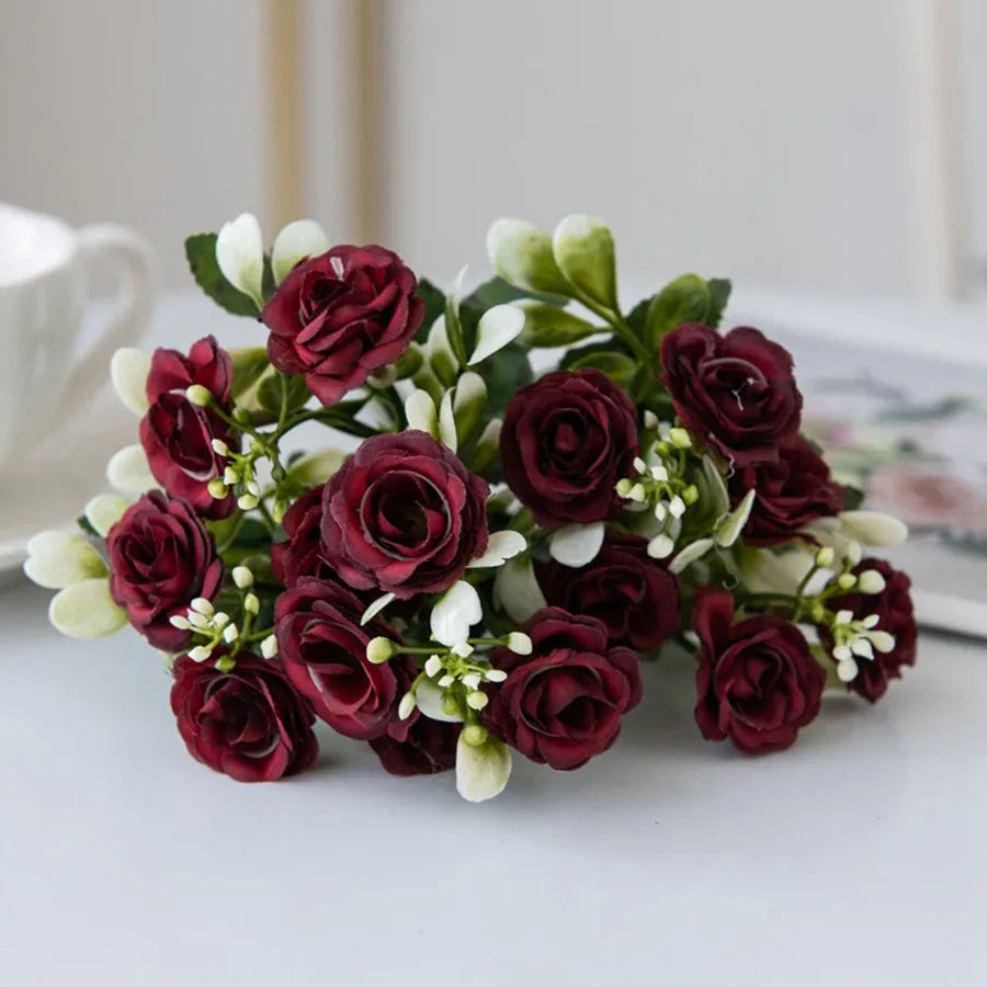 Artificial Flowers Silk Rose Wedding Bridal Bouquet Home Table Outdoor Garden Archway Ultraviolet Proof DIY Gift Room Decoration