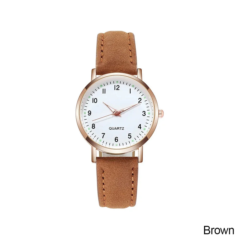 Women Watches Luminous Simple Vintage Small Watch Leather Strap Casual Sports Wrist Clock Dress Wristwatches Reloj Mujer