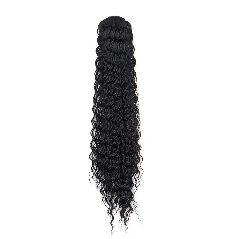 Synthetic Long Water Wave Curly Drawstring Ponytail Hair Extension Fashion Hairpiece for Women Daily Use Party