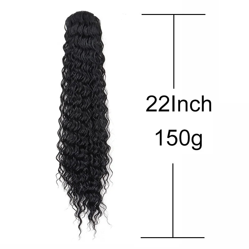 Synthetic Long Water Wave Curly Drawstring Ponytail Hair Extension Fashion Hairpiece for Women Daily Use Party