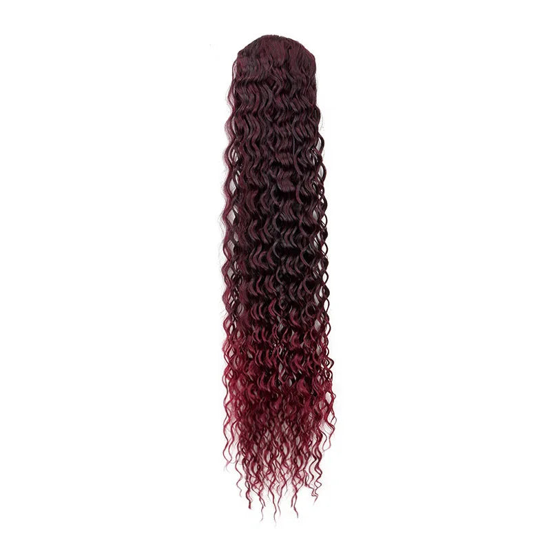 Synthetic Long Water Wave Curly Drawstring Ponytail Hair Extension Fashion Hairpiece for Women Daily Use Party