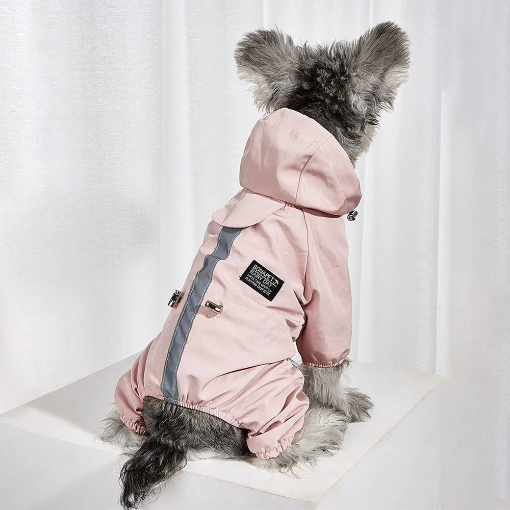 Dog Raincoat Waterproof Dog Rain Jacket with Reflective Strap and Leash Hole Rainy Day Pet Clothes Windproof Puppy Cat Rain Coat
