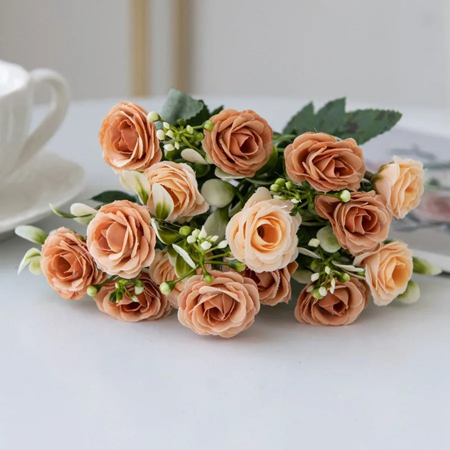 Artificial Flowers Silk Rose Wedding Bridal Bouquet Home Table Outdoor Garden Archway Ultraviolet Proof DIY Gift Room Decoration