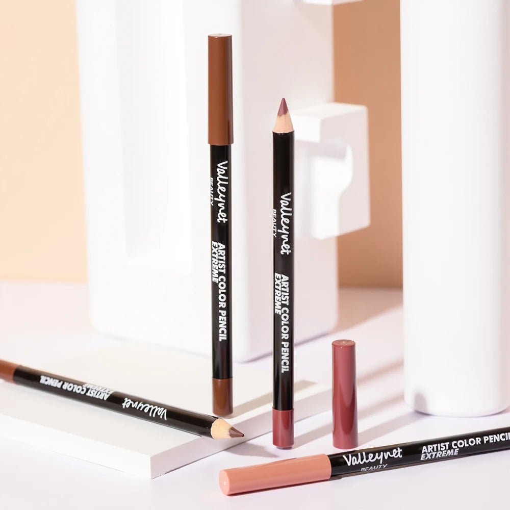 4pcs/Set lip liner set and eyeliner set Nude Brown Collection Long-lasting Matte Waterproof Lipstick Set Women'S Lip Cosmetics