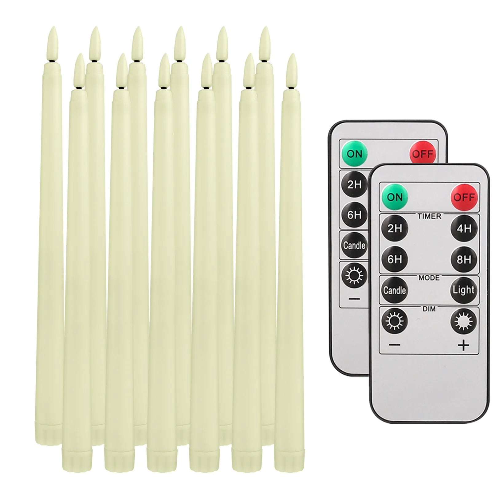 LED Flameless Taper Candles Flickering with 10-Key Remote 11" Battery Operated Ivory Candlesticks Christmas Home Wedding Decor