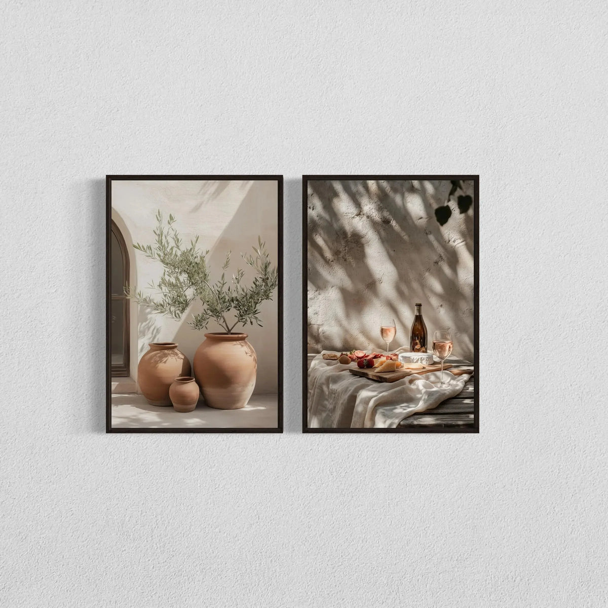 2pcs/set Neutral Olive Tree Shadow Vase Canvas Print Poster Retro Botanical Landscape Art Print Home Decor Art Poster Gifts