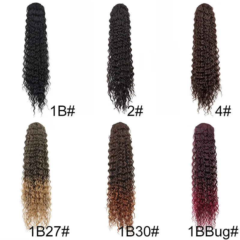 Synthetic Long Water Wave Curly Drawstring Ponytail Hair Extension Fashion Hairpiece for Women Daily Use Party