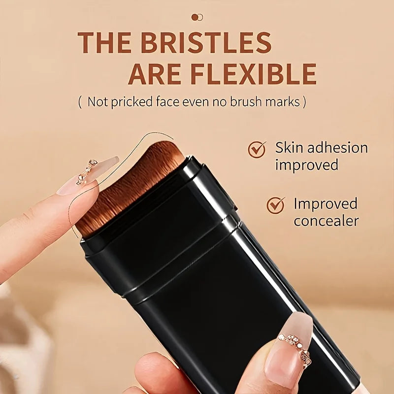 Watery Double-Headed Foundation Stick with Brush, Natural Long-Lasting Flawless Makeup For Facial Concealer Cosmetics