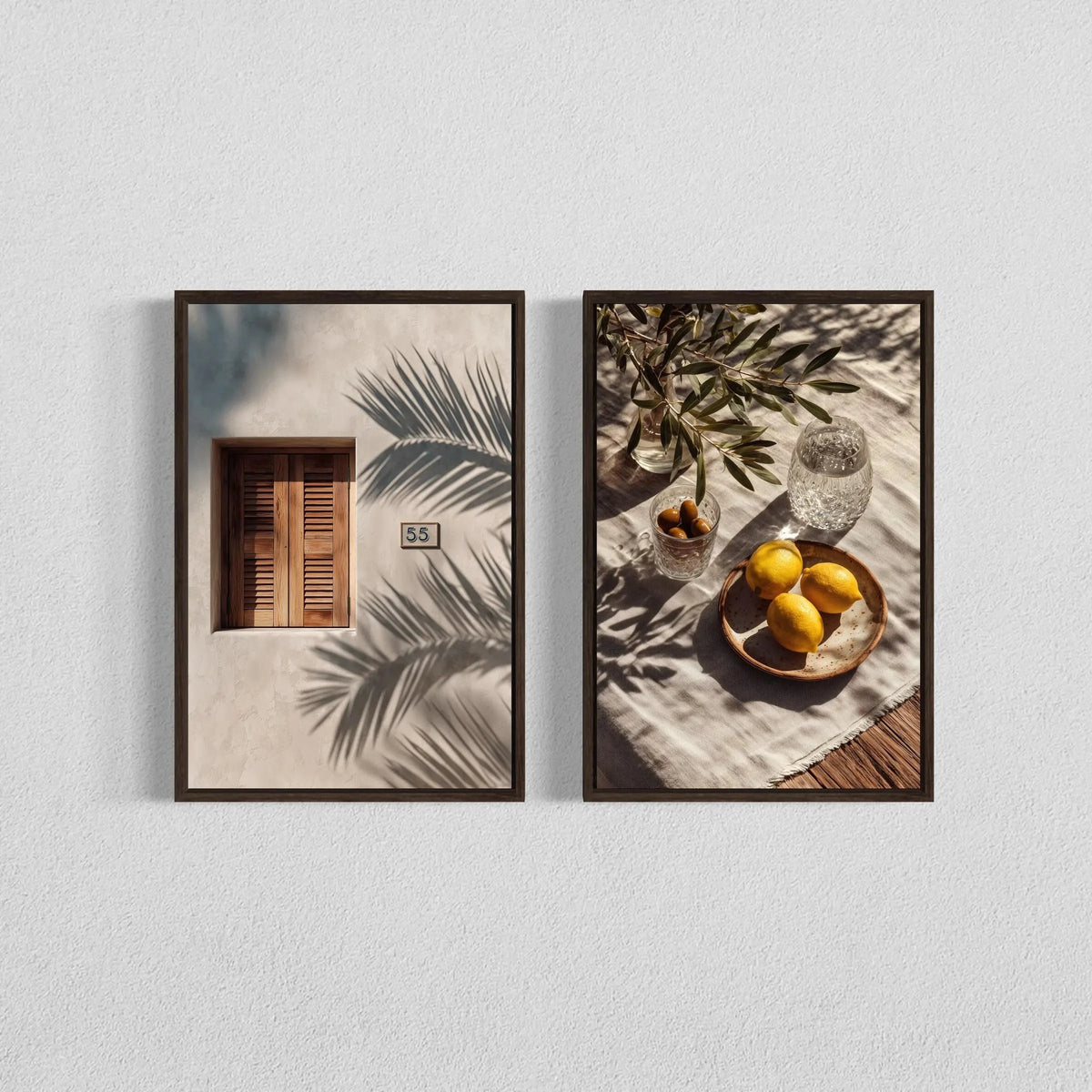 2pcs/set Neutral Olive Tree Shadow Vase Canvas Print Poster Retro Botanical Landscape Art Print Home Decor Art Poster Gifts