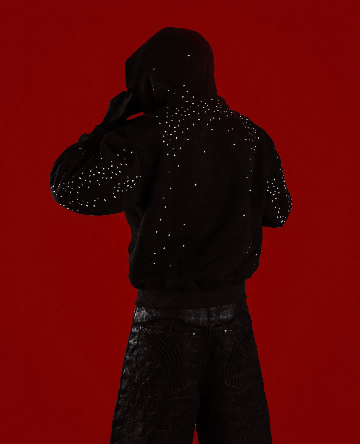 Rhinestone Zip-Up Sweatshirt Jacket — Gothic Streetwear, Men’s & Couples Casual Hoodie