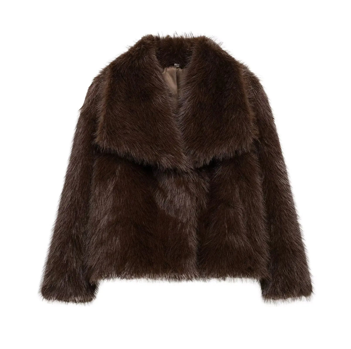 KONDALA Elegant Fur Coat Women Fall Winter Fashion Warm Faux Fur Brown Coat 2025 New Fashion Vintage Casual Female Jacket Coat