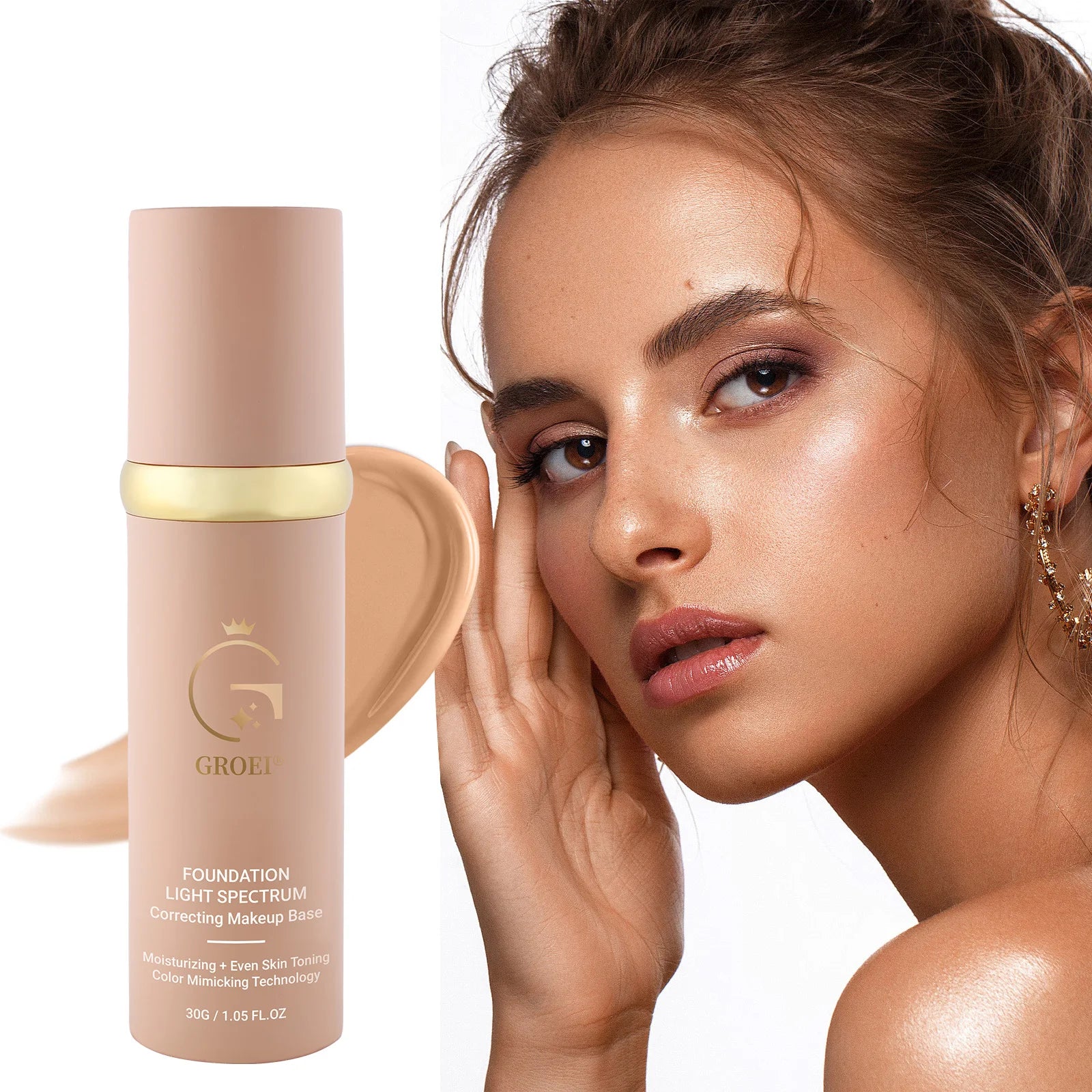 4-in-1 Foundation Liquid Makeup Serum Liquid Hydrating Full Coverage Concealer Light Spectrum Sunscreen SPF 50 Korean Makeup