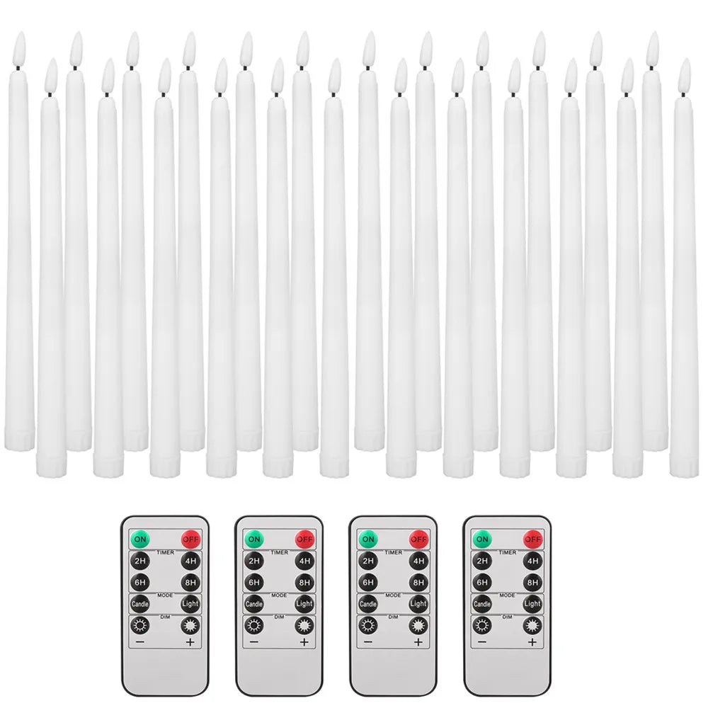 LED Flameless Taper Candles Flickering with 10-Key Remote 11" Battery Operated Ivory Candlesticks Christmas Home Wedding Decor
