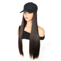 WIGSIN Synthetic  24Inch Long Straight One Piece Baseball Hair Hat Wig Adjustable Black Brown Hairpiece for Women