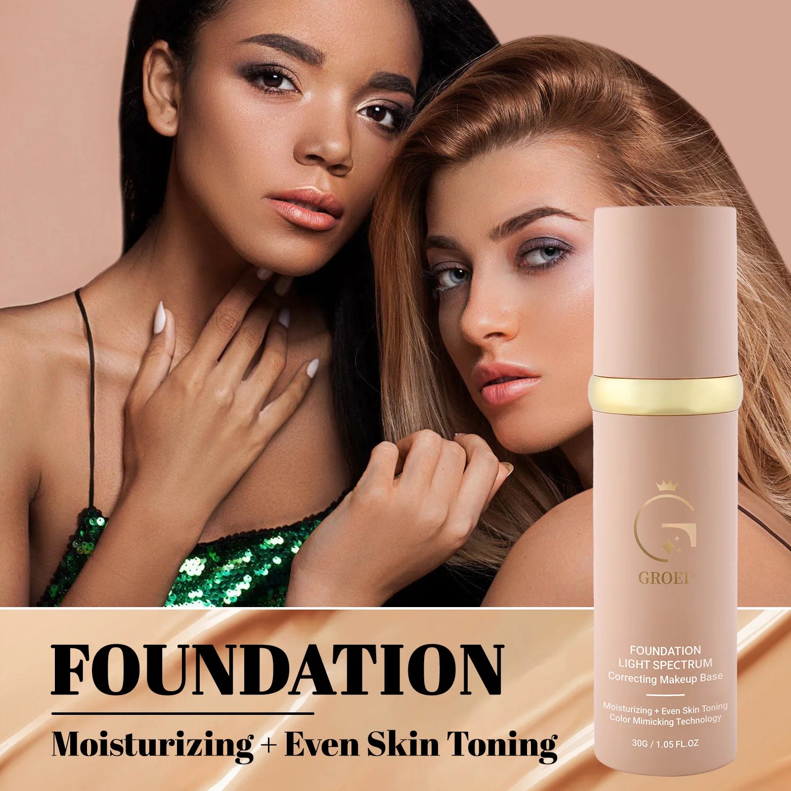 4-in-1 Foundation Liquid Makeup Serum Liquid Hydrating Full Coverage Concealer Light Spectrum Sunscreen SPF 50 Korean Makeup