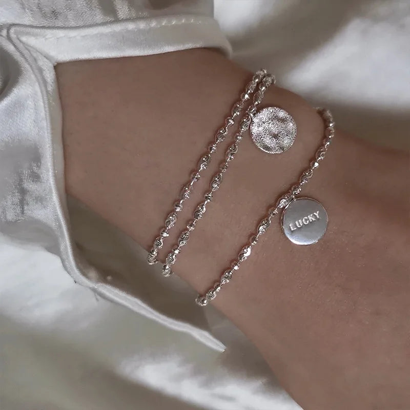 New 925 Sterling Silver letter Adjustable Bracelet & Bangle For Women Fine Fashion Jewelry Wedding Party Gift