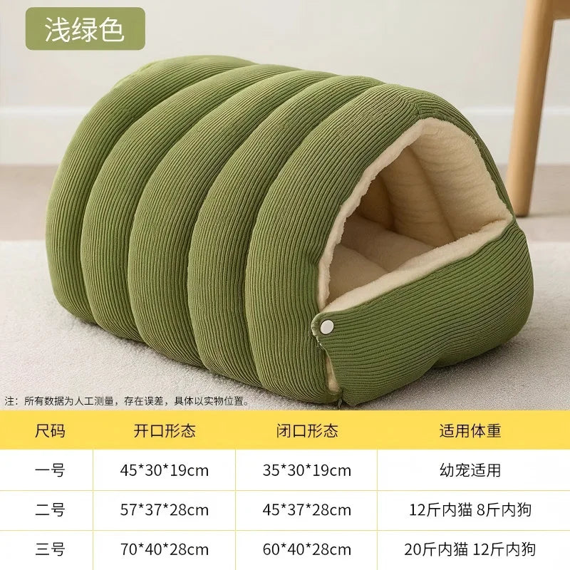 New Detachable Enclosed Dog Bed For Winter Warmth Thicken Comfortable Soft Pet Bed Small Cat Dog Sleeping Bag Dogs Beds Mats