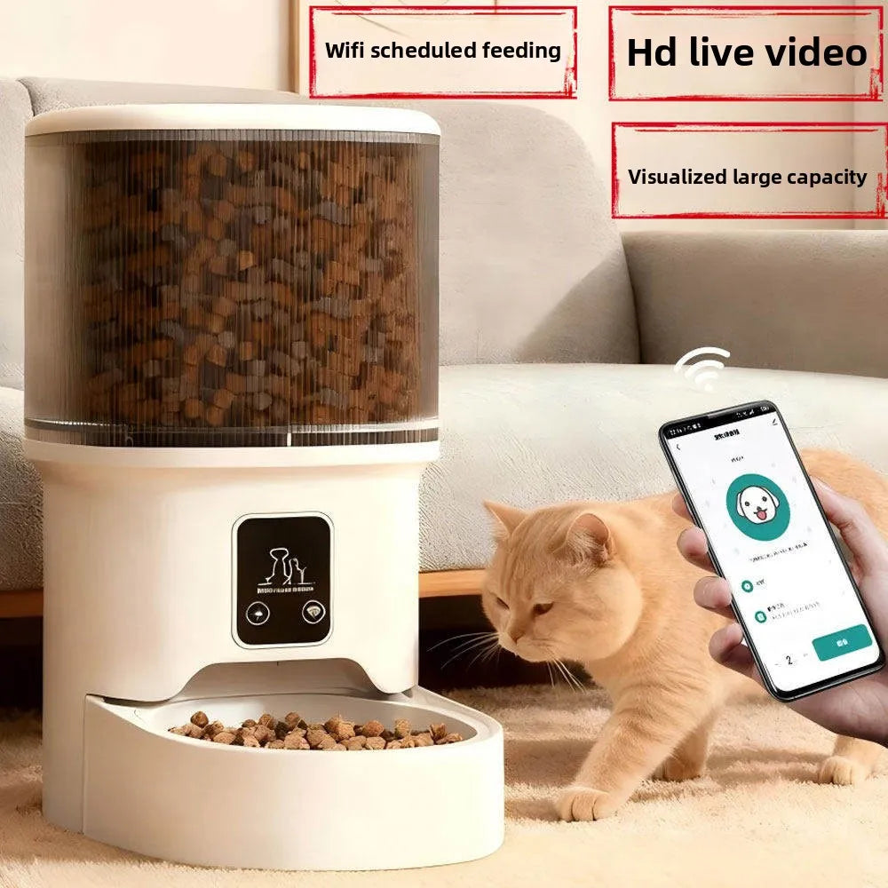 HD Video Automatic Pet Feeder for Cats Dogs 4L Smart Timed Quantitative Food Dispenser with Stainless Steel Bow Pet Supplies