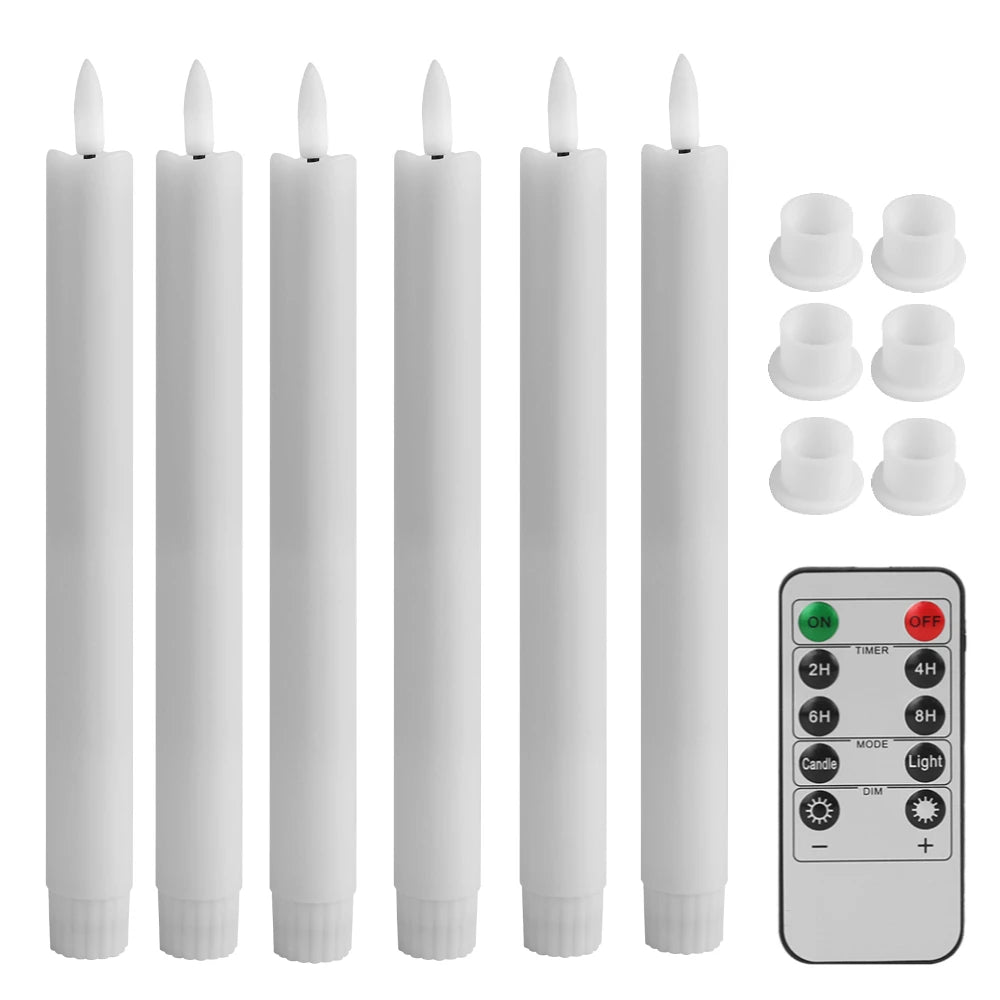 LED Flameless Taper Candles Flickering with 10-Key Remote 11" Battery Operated Ivory Candlesticks Christmas Home Wedding Decor