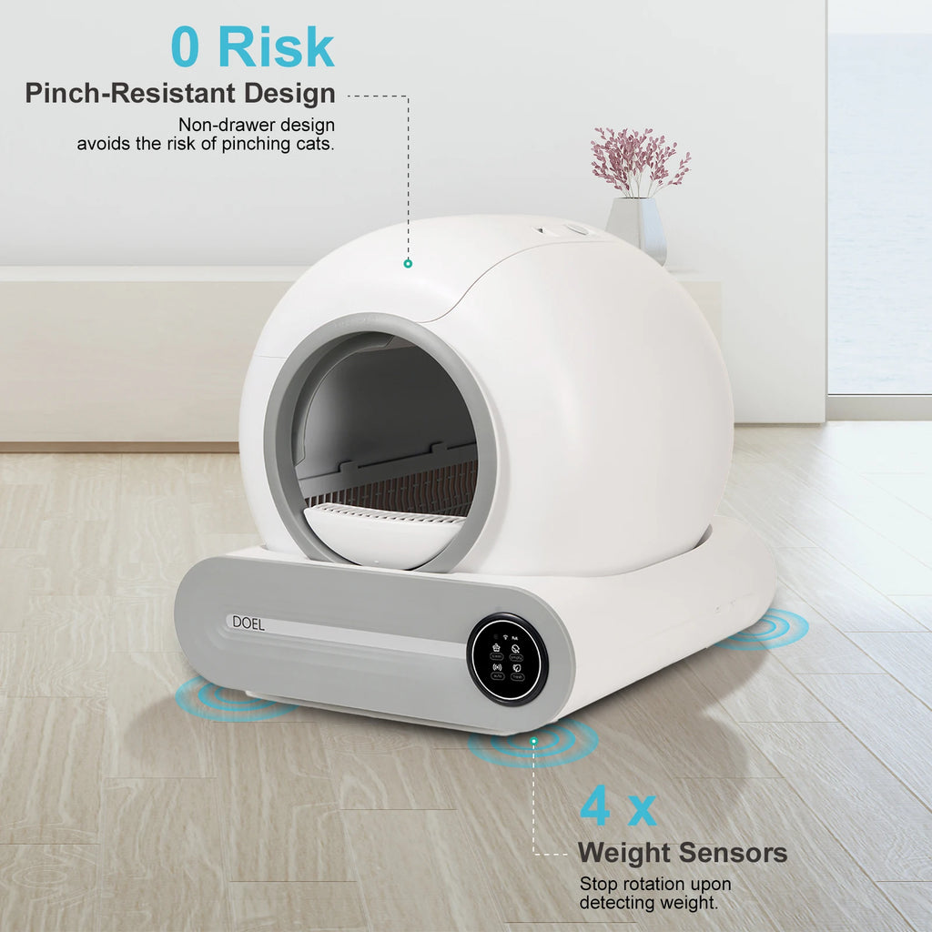 DOEL 2026 Upgrade Automatic Smart Litter Box, Self-Cleaning Cat Litter Box 65L Large Capacity, APP Control, 2.4G WiFi Only, Ion Odor Neutralization, Compatible with Clumping Litters, Ideal for Multi-Cat Homes