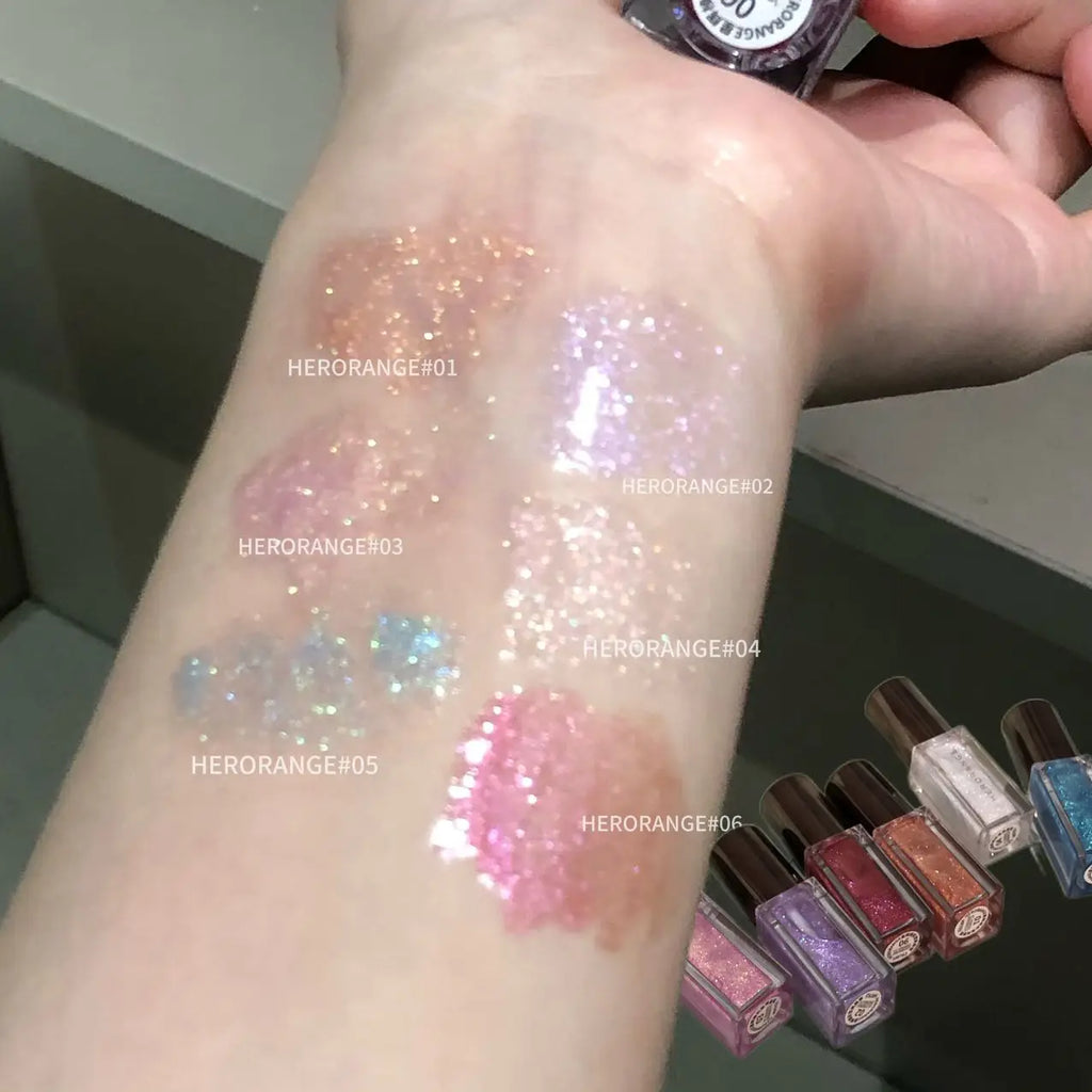 Herorange Star Shine Glitter Lip Gloss Shimmer Fine Glitter Long Lasting Moisturizing Non Sticky Glossy Lip Makeup