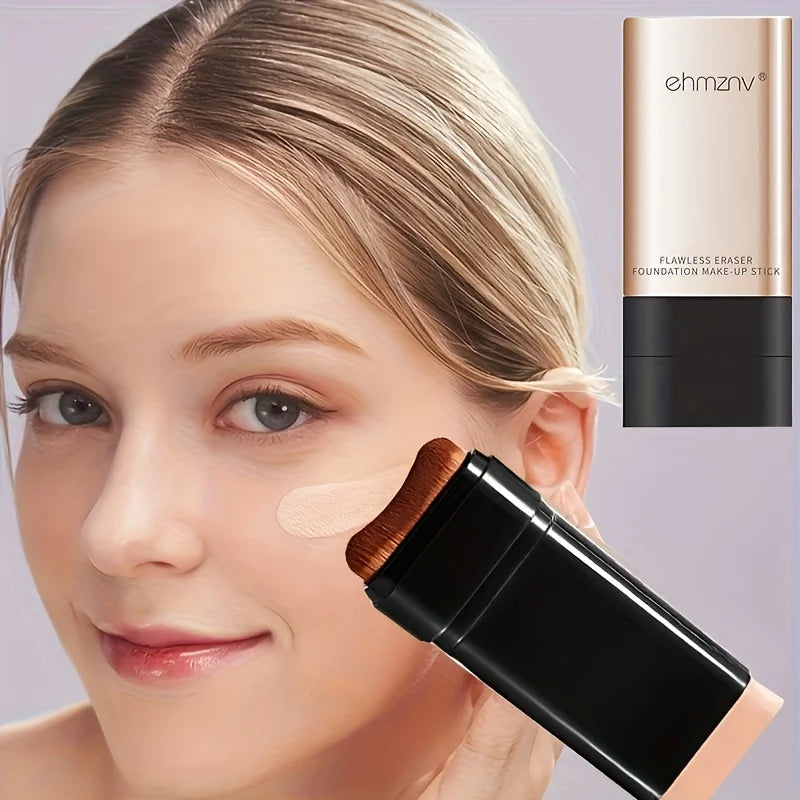 Watery Double-Headed Foundation Stick with Brush, Natural Long-Lasting Flawless Makeup For Facial Concealer Cosmetics