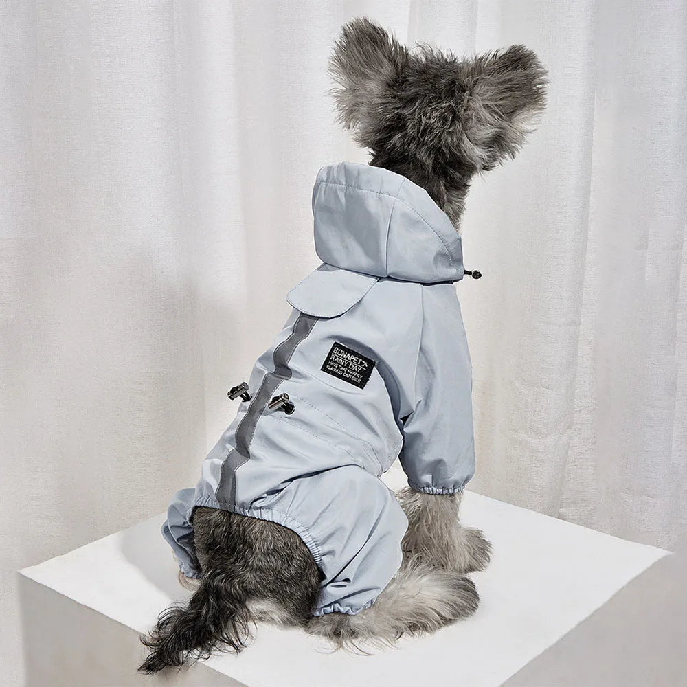 Dog Raincoat Waterproof Dog Rain Jacket with Reflective Strap and Leash Hole Rainy Day Pet Clothes Windproof Puppy Cat Rain Coat