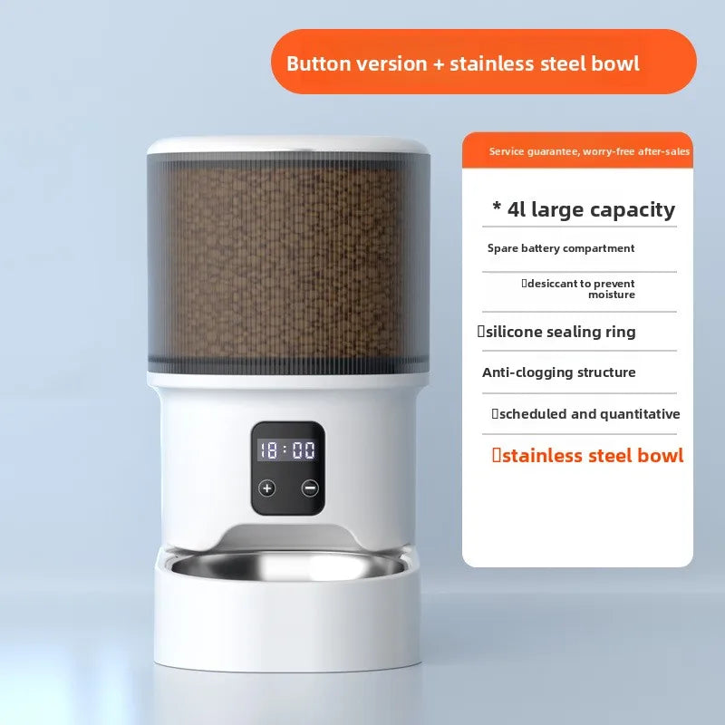 HD Video Automatic Pet Feeder for Cats Dogs 4L Smart Timed Quantitative Food Dispenser with Stainless Steel Bow Pet Supplies