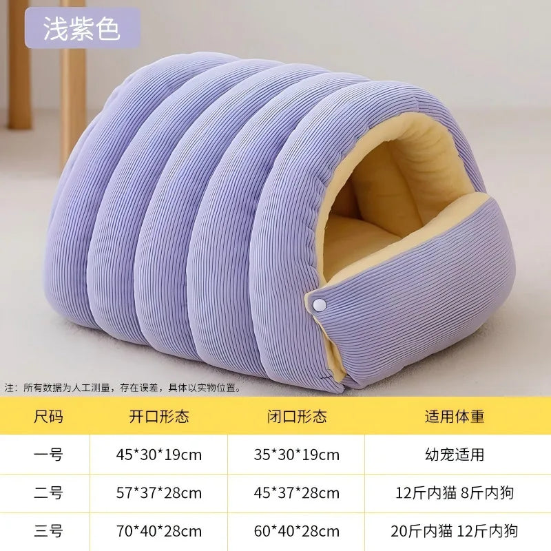 New Detachable Enclosed Dog Bed For Winter Warmth Thicken Comfortable Soft Pet Bed Small Cat Dog Sleeping Bag Dogs Beds Mats