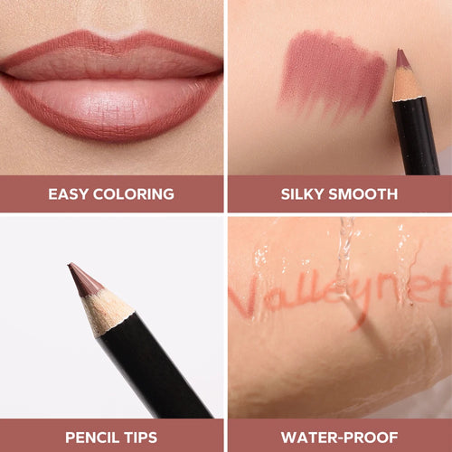 4pcs/Set lip liner set and eyeliner set Nude Brown Collection Long-lasting Matte Waterproof Lipstick Set Women'S Lip Cosmetics
