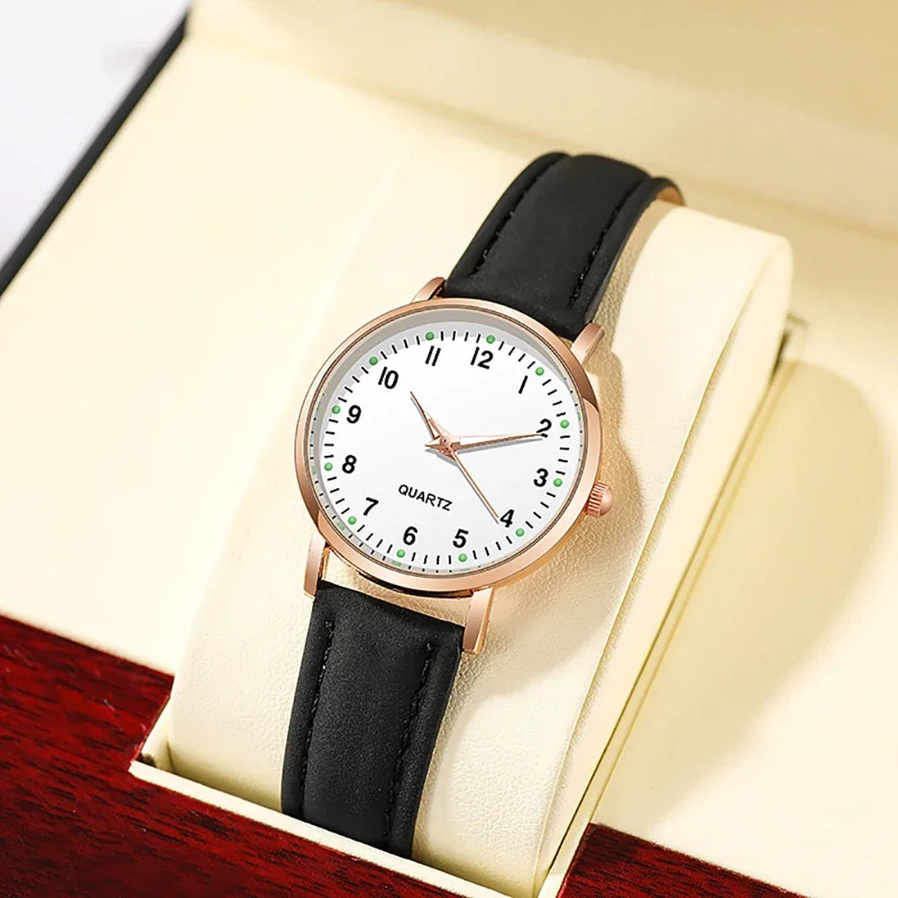 Women Watches Luminous Simple Vintage Small Watch Leather Strap Casual Sports Wrist Clock Dress Wristwatches Reloj Mujer